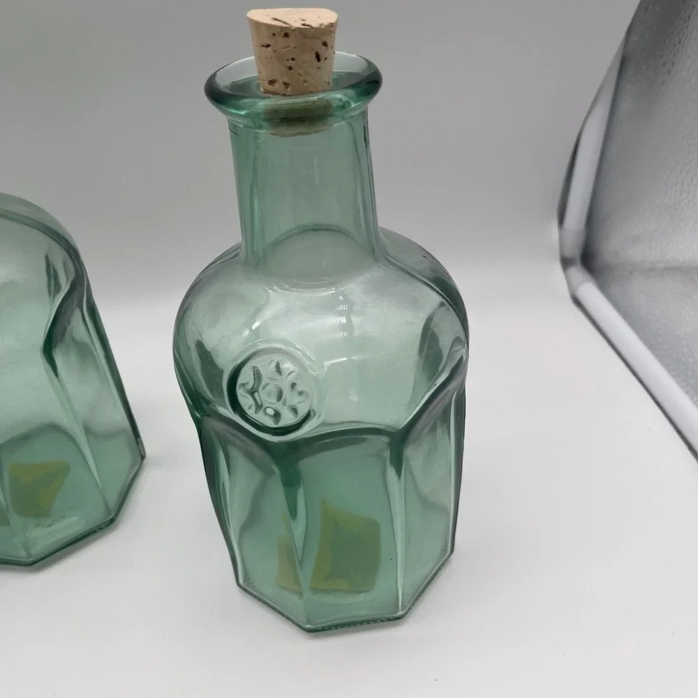 Libbey Green Glass Hexagon Decanter Bottles with Cork Set of 3 81234V Canada
